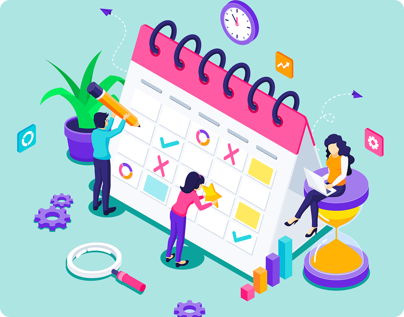 Team working on planning schedule
